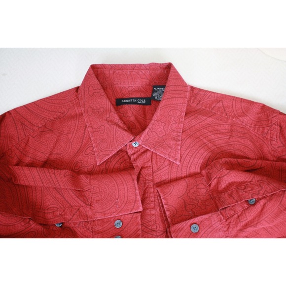 Kenneth Cole Other - KENNETH COLE Men's Shirt Fashionable Red Paisley All Cotton Luxurious Quality XL